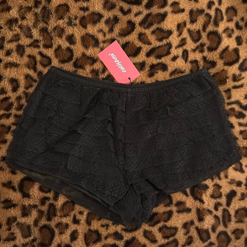 Edikted black ruffle shorts